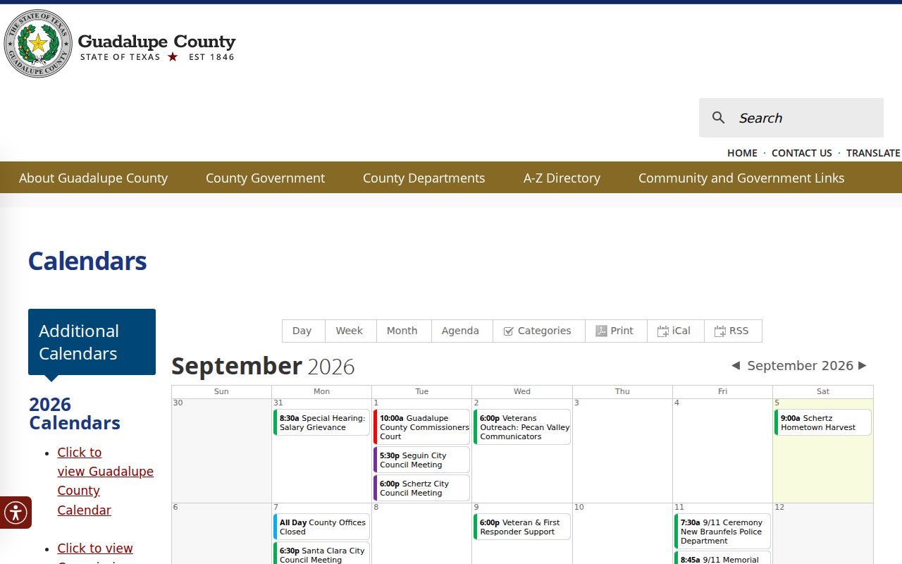 Guadalupe County calendar and court date distinction