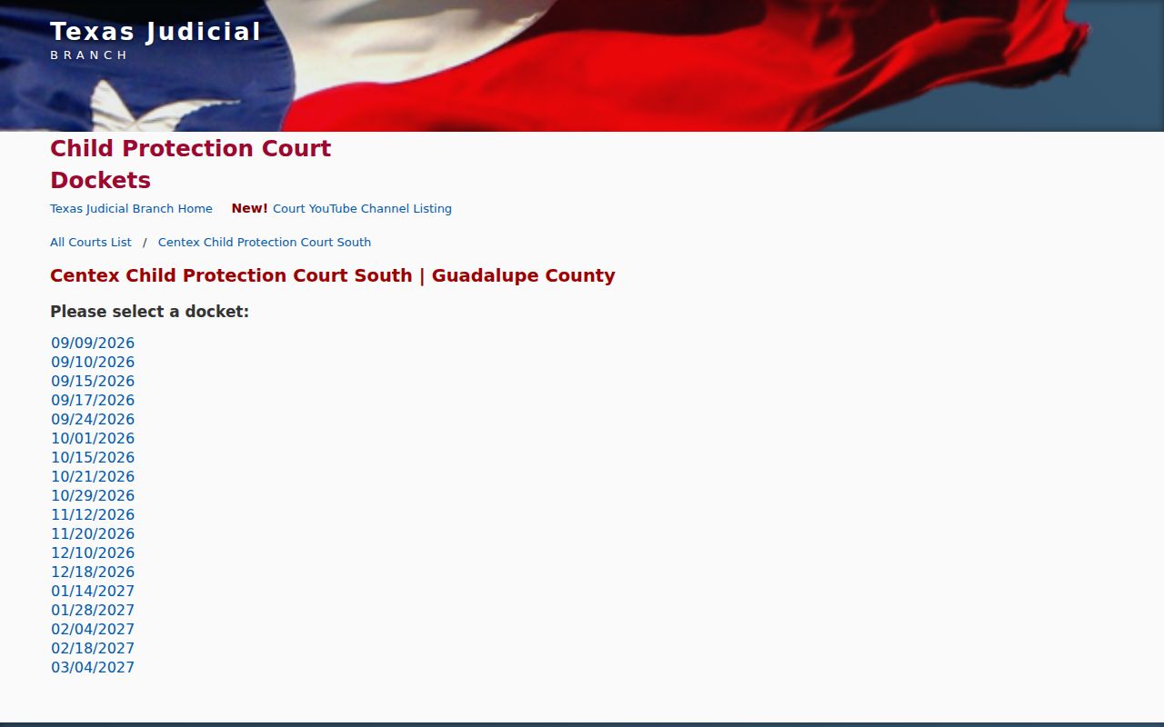 Guadalupe County child protection court calendar