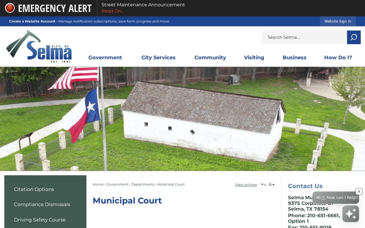 Official Selma Municipal Court webpage
