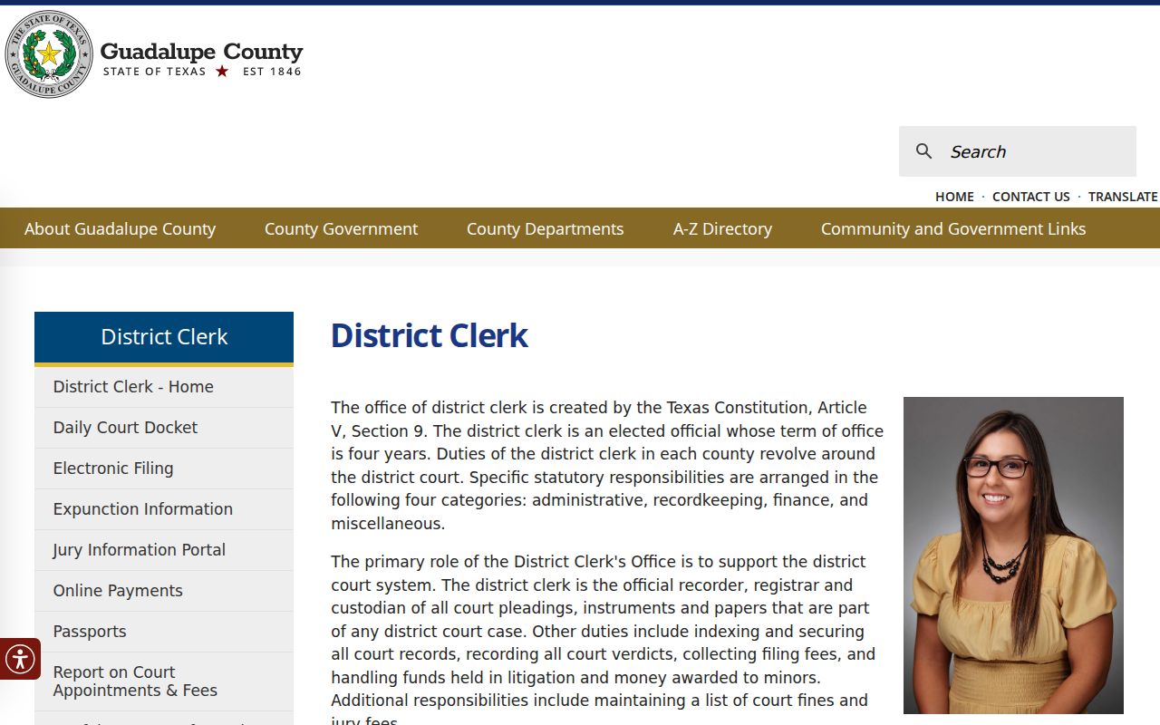 Guadalupe County court docket District Clerk page